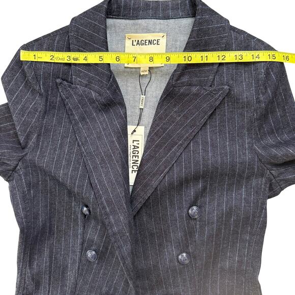 L'AGENCE Wayne ​Pinstripe Cropped Double-Breasted Jacket - Picture 8 of 9